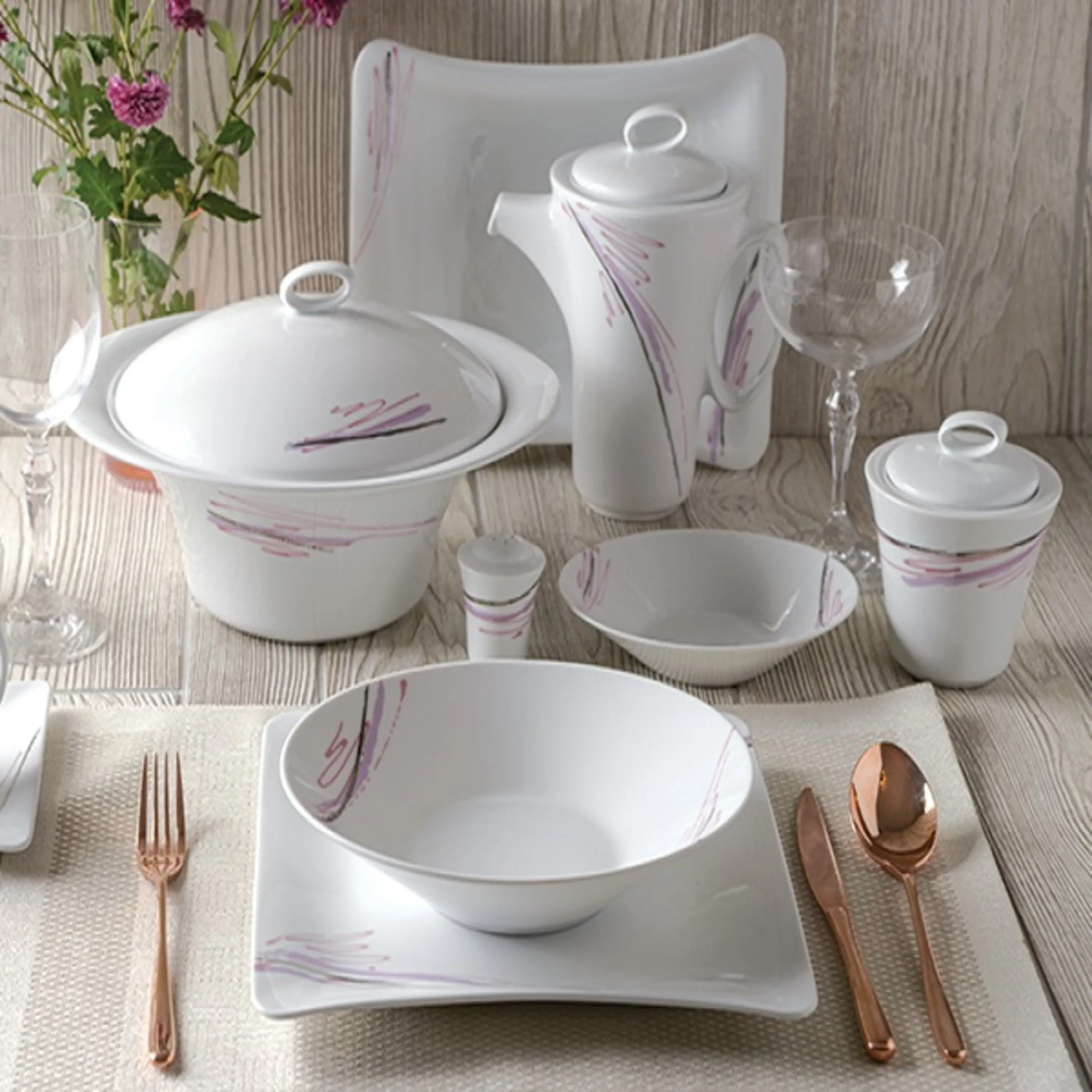 سرویس چینی زرین 6 نفره 30 پارچه غذاخوری آلبا پلاتینی